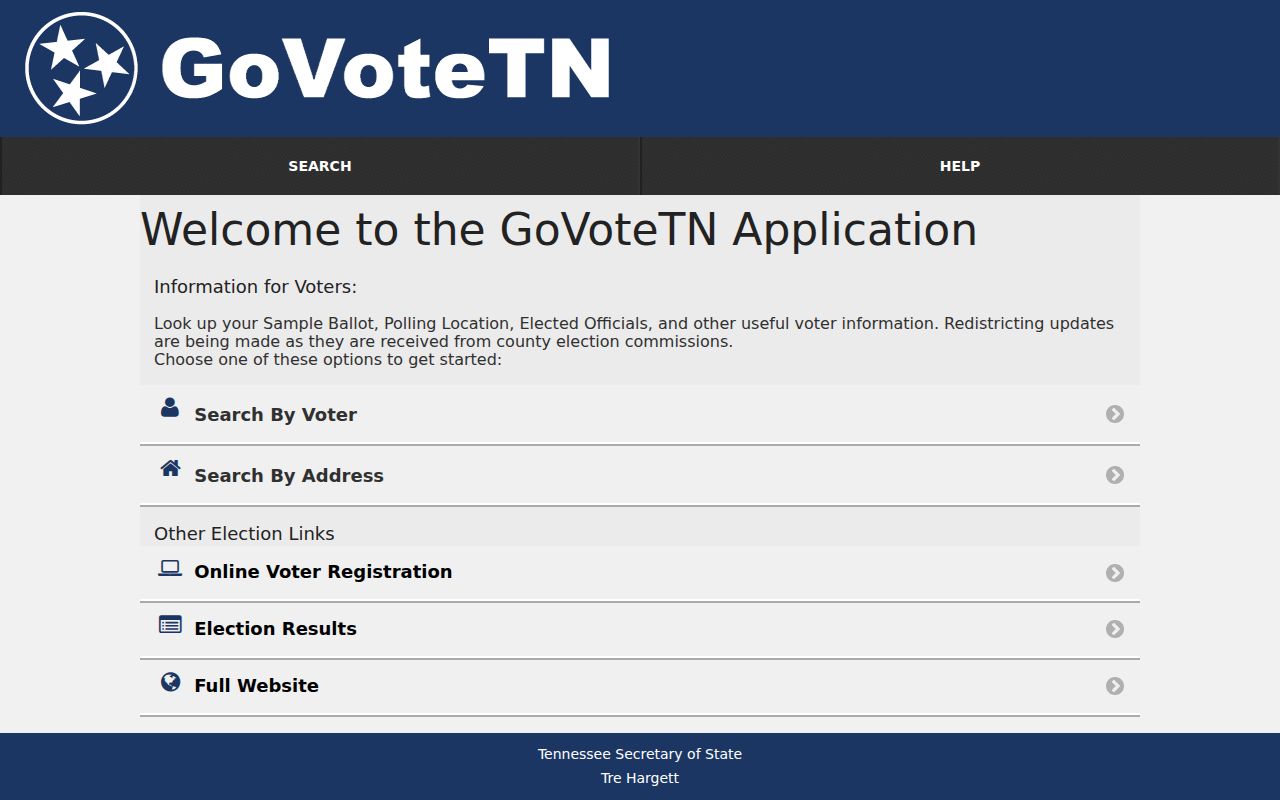 Germantown residents directory GoVoteTN voter search fields